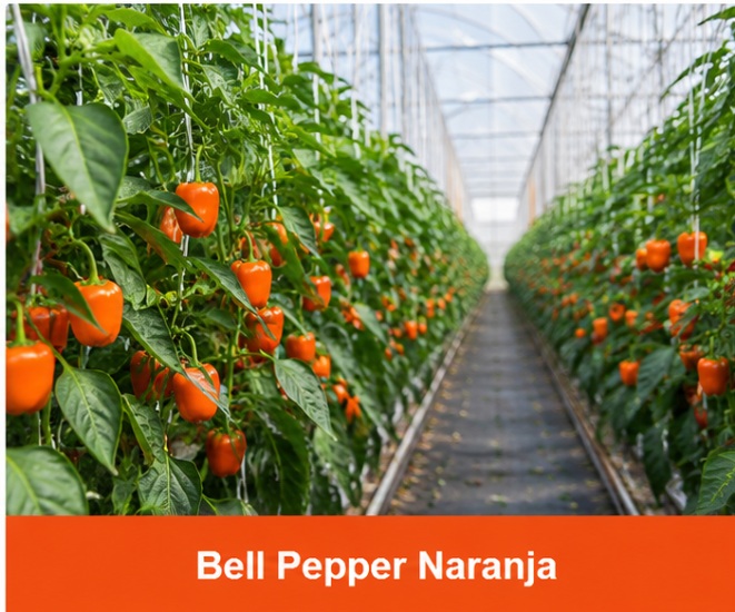 Bell Pepper Naranja cultivado en invernadero